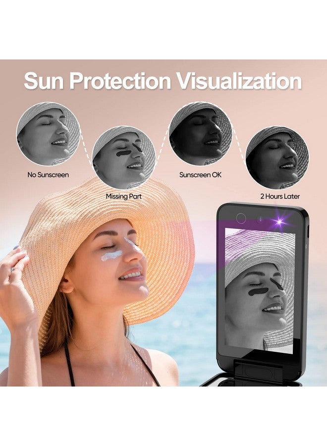 Uv Camera For Sunscreen Test Uv Mirror Sunscreen Camera 4 Inch Vanity Mirror Rechargeable Compact Travel Makeup Mirror Handheld Doublesided Pocket Mirror For Skin Protection(White)