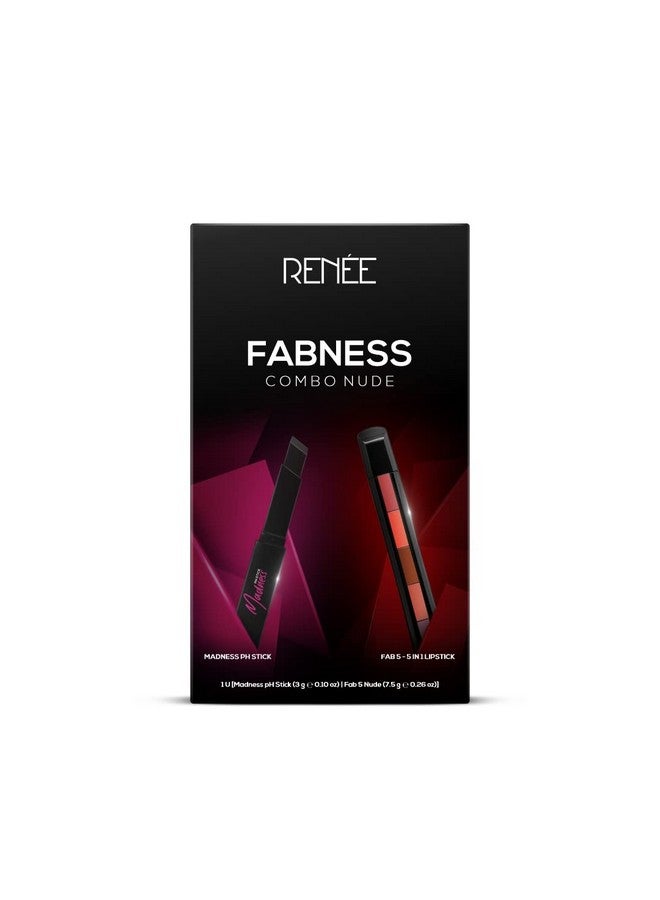 Fabness Combo Nude Includes Madness Ph Stick & Fab 5 Nude 5 In 1 Lipstick Long Lasting Semi Matte Finish Compact & Easy To Use