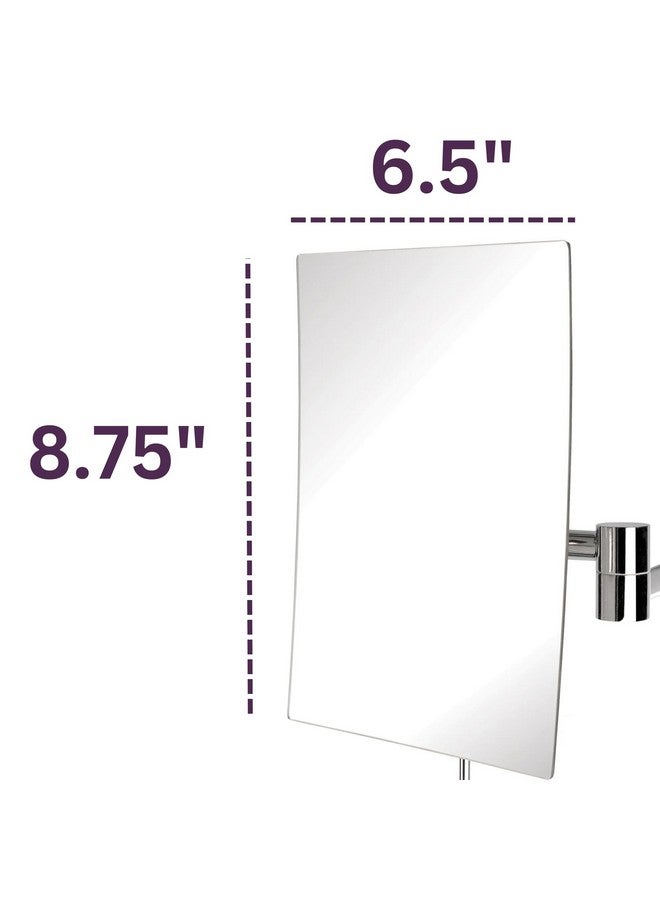 8.75Inch X 6.5Inch Wall Mount Makeup Mirror Personal Mirror With 5X Magnification & 14 Inch Wall Extension Chrome Wall Mount Arm Model Jrt695C
