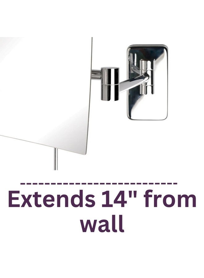 8.75Inch X 6.5Inch Wall Mount Makeup Mirror Personal Mirror With 5X Magnification & 14 Inch Wall Extension Chrome Wall Mount Arm Model Jrt695C