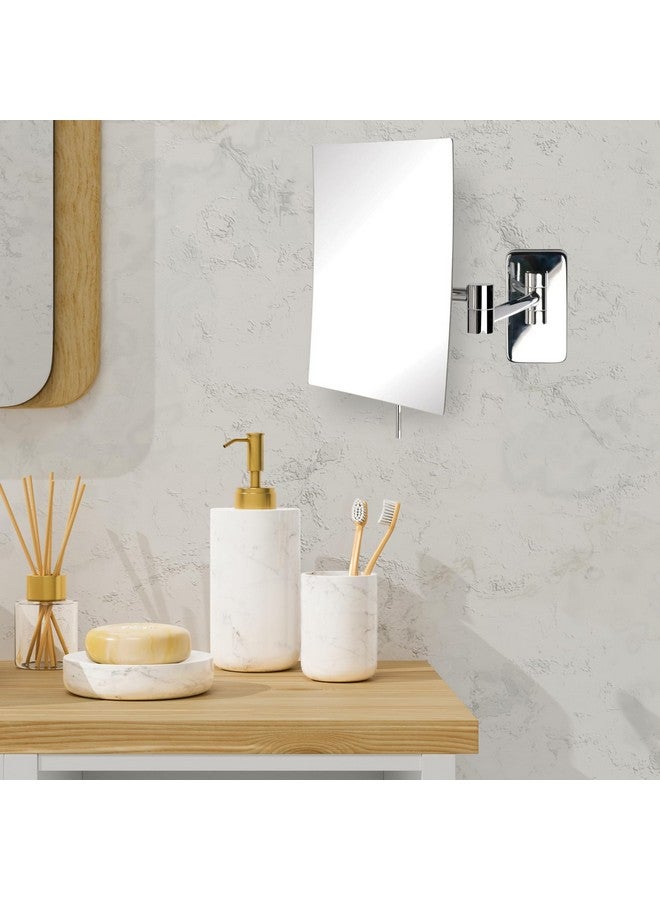 8.75Inch X 6.5Inch Wall Mount Makeup Mirror Personal Mirror With 5X Magnification & 14 Inch Wall Extension Chrome Wall Mount Arm Model Jrt695C