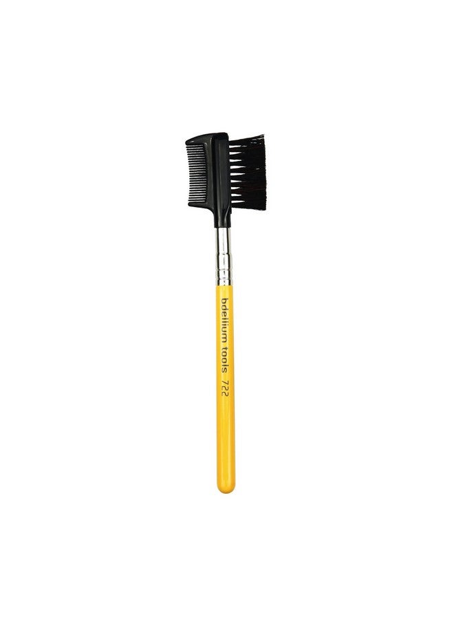 Professional Makeup Brush Travel 722 Comb/Brow Short Wooden Handle For Convenient Travel For Groom Smooth And Prep Up (Yellow 1Pc)