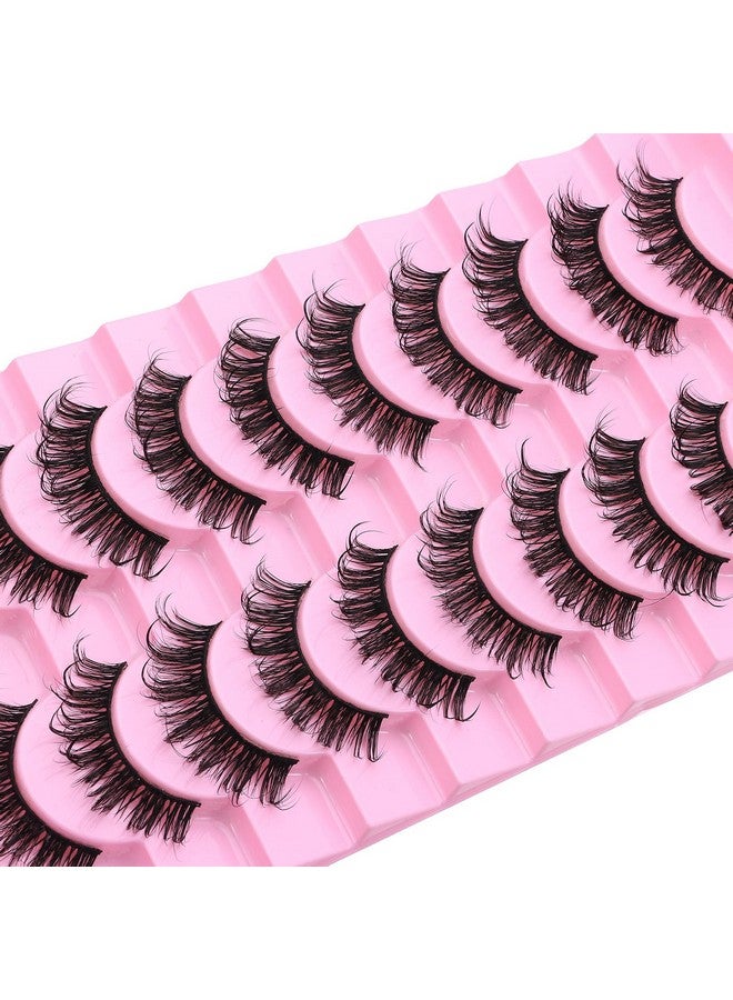 10 Pairs Wet Look Manga Lashes 3D Multi Layered Spiky Lashes D Curl Long Eyelashes Strips Fluffy Faux Mink Lashes Extension For Japanese Anime Cosplay Makeup (Sa04)