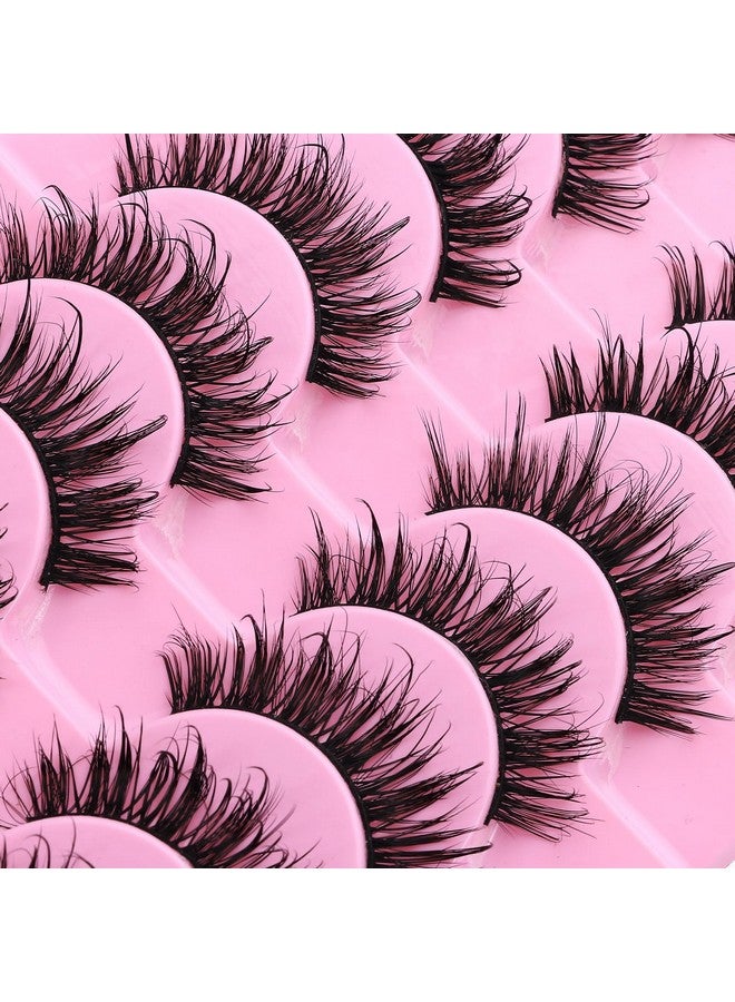 10 Pairs Wet Look Manga Lashes 3D Multi Layered Spiky Lashes D Curl Long Eyelashes Strips Fluffy Faux Mink Lashes Extension For Japanese Anime Cosplay Makeup (Sa04)