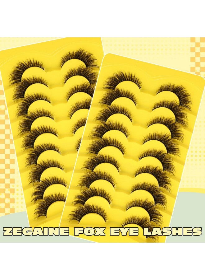 Natural Lashes Cat Eye Fluffy False Eyelashes Wispy Mink Lashes That Look Like Extensions Fox Eye Lashes 9 Pairs By Zegaine