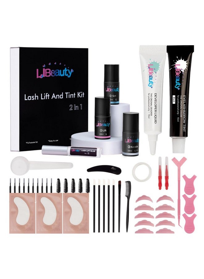 Lash Lift And Color Kit Black Eyelash Perm & Brow Lamination 4 In 1 Fast Curling And Coloring Only Takes 15 Mins Salon Grade Quality With Full Tool For Diy At Home