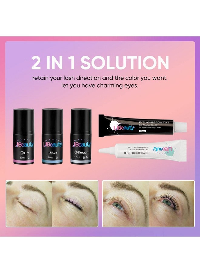 Lash Lift And Color Kit Black Eyelash Perm & Brow Lamination 4 In 1 Fast Curling And Coloring Only Takes 15 Mins Salon Grade Quality With Full Tool For Diy At Home