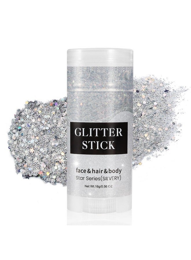 Silver Body Glitter Stickface Glitter Gelfestival Rave Pride Accessorieshair Glitter Gel For Kids Womenholographic Mermaid Sequin Chunky Glitter Makeupsparkling Glitter Face Paint0.56Oz