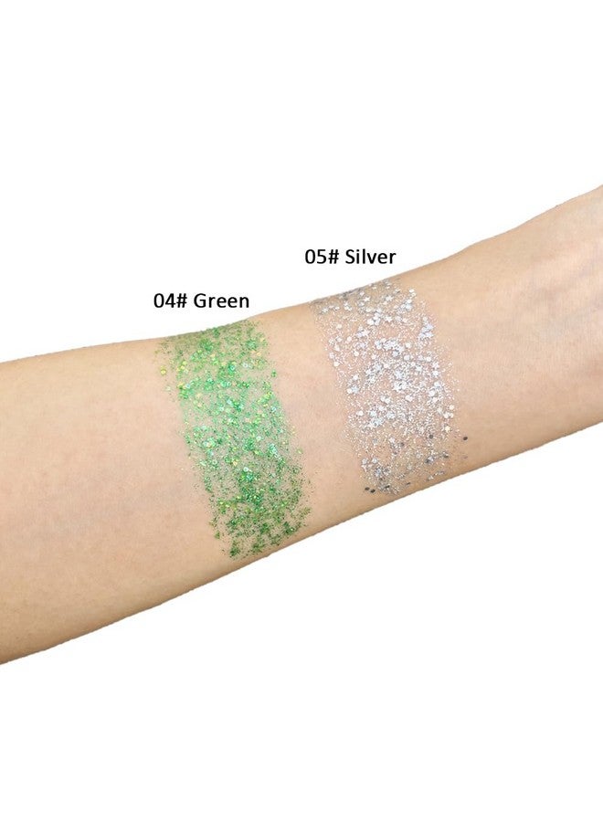 Silver Body Glitter Stickface Glitter Gelfestival Rave Pride Accessorieshair Glitter Gel For Kids Womenholographic Mermaid Sequin Chunky Glitter Makeupsparkling Glitter Face Paint0.56Oz