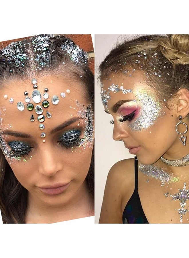 Silver Body Glitter Stickface Glitter Gelfestival Rave Pride Accessorieshair Glitter Gel For Kids Womenholographic Mermaid Sequin Chunky Glitter Makeupsparkling Glitter Face Paint0.56Oz