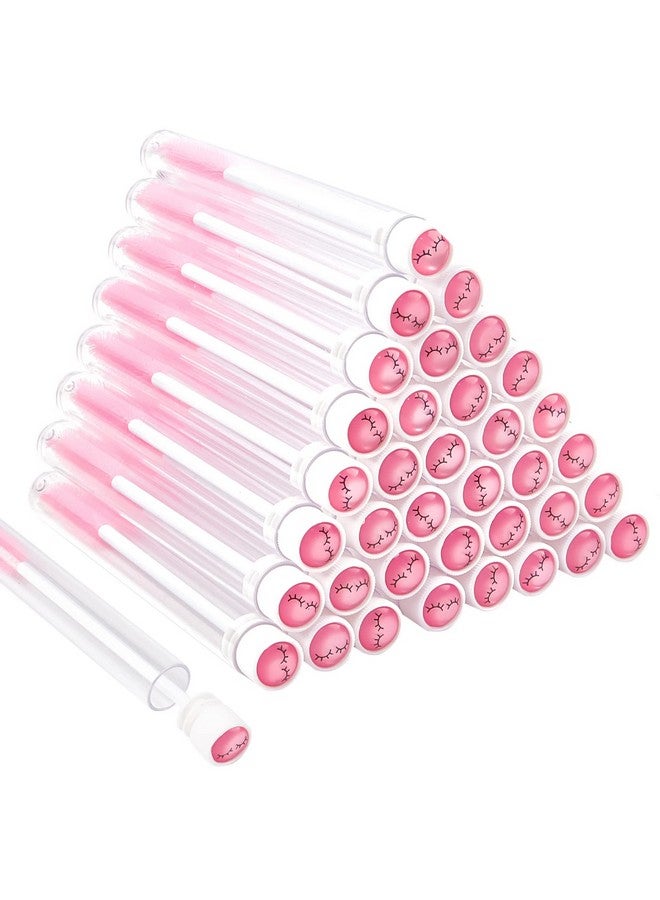 80 Pieces Mascara Wand Tube Set 40 Diamond Empty Eyelash Brush Tubes Spoolies 40 Mascara Wand Lash Extension Brushes Applicators Makeup Tools (Pink Lash Style)