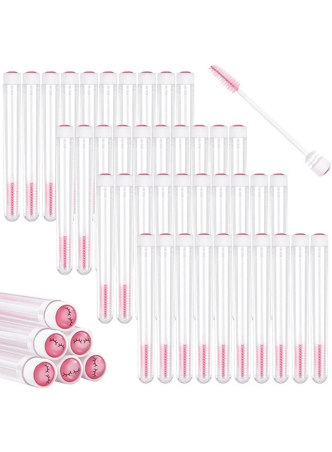 80 Pieces Mascara Wand Tube Set 40 Diamond Empty Eyelash Brush Tubes Spoolies 40 Mascara Wand Lash Extension Brushes Applicators Makeup Tools (Pink Lash Style)