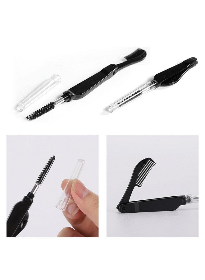 6 Pcs Foldable Mascara Wands Applicators Doubleheaded Eyebrow Brush Black Reusable Spoolies For Eye Lash Extension Eyelash Comb Brow Brush With Cap For Travel