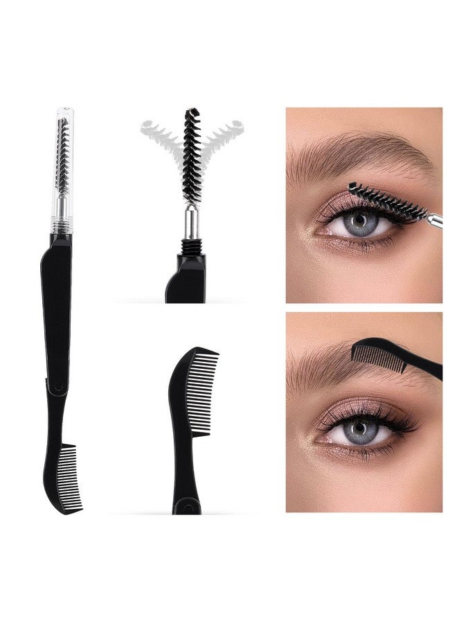 6 Pcs Foldable Mascara Wands Applicators Doubleheaded Eyebrow Brush Black Reusable Spoolies For Eye Lash Extension Eyelash Comb Brow Brush With Cap For Travel