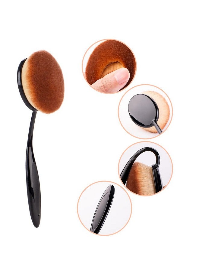 Oval Foundation Brush Large Toothbrush Makeup Brushes Fast Flawless Application Liquid Cream Powder Foundation Sunscreen（All Black）