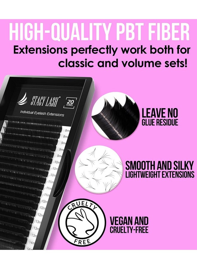 Eyelash Extensions B Curl By Stacy Lash/Black Individual Mink Lashes Supplies (0.20Mm;Mix)