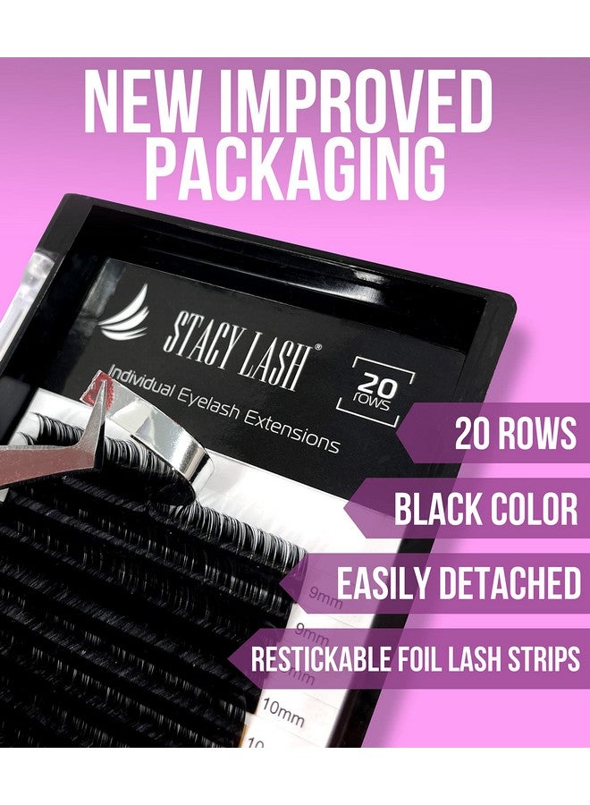 Eyelash Extensions B Curl By Stacy Lash/Black Individual Mink Lashes Supplies (0.20Mm;Mix)