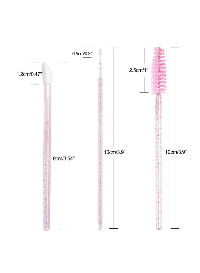 300 Disposable Mascara Brushes And Lip Applicators And Microswabs Kit 100 Pink Lash Spoolies For Eyelash Extensions 100 Lip Brush For Lipstick 100 Micro Swabs For Eyebrow Lamination(Pink)