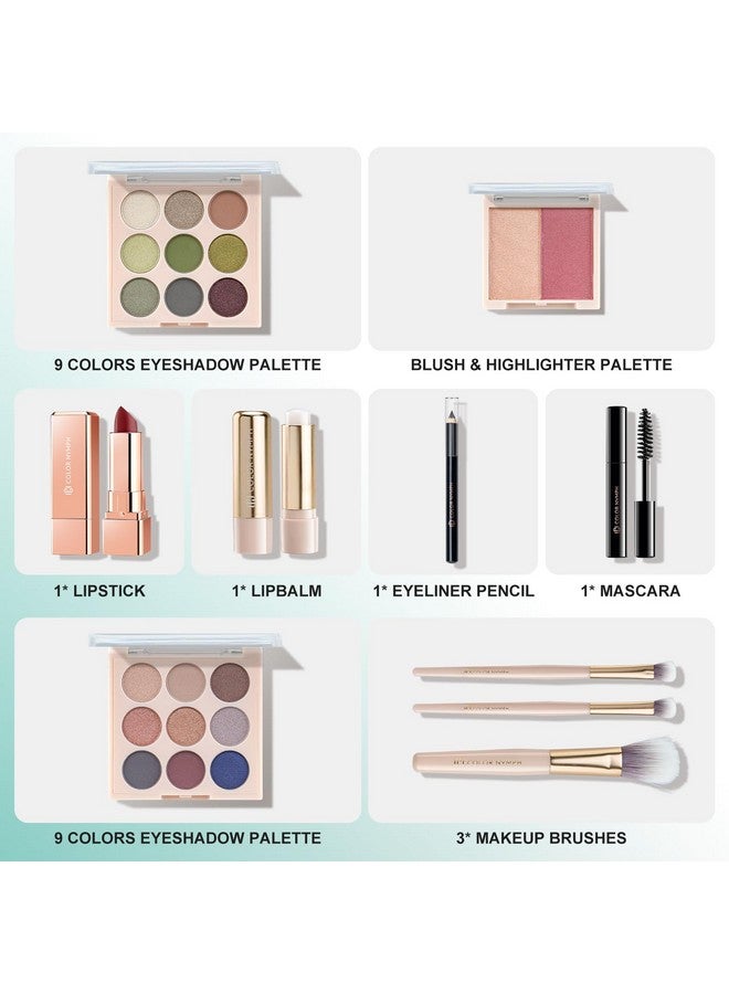 All In One Makeup Kit Makeup Gift Set For Beginners Teenager Girls With Eyeshadow Palette Blush Lipstick Lip Pencil Eye Pencil Brush Mascara Portable Bag