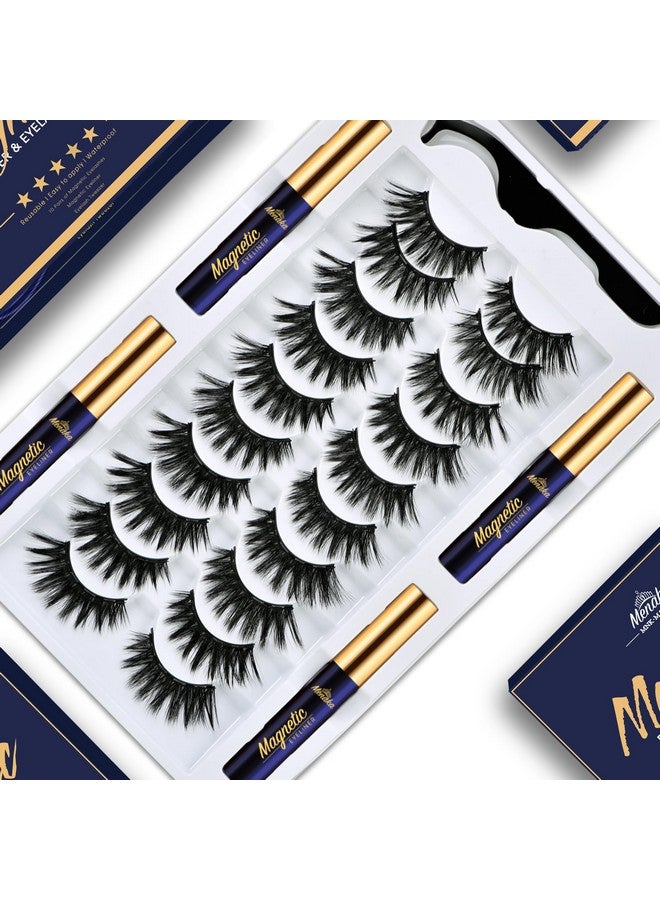 Magnetic Eyelashes Natural Look Magnetic Lashes With Eyeliner Kit Natural Lookingupgraded Long Lasting10 Pairs 3D Reusable 5 Magnet False Eyelashes With Applicator Tool Easy To Apply.