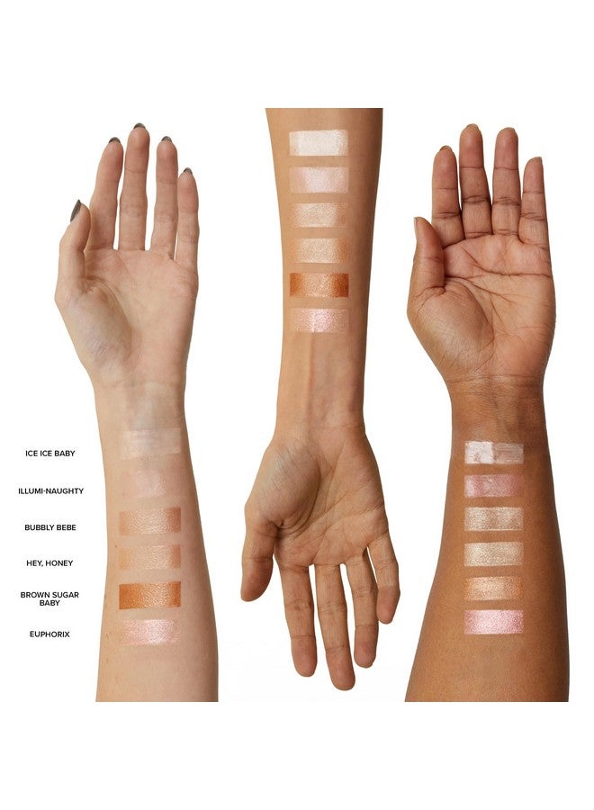 Nudies Glow Cream Highlighter Bronze + Glow 3In1 All Over Face Colour For Eyes Cheeks Lips W/Blending Brush (Ice Ice Baby)