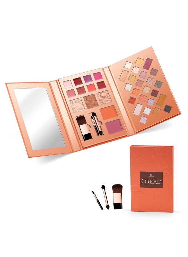 Makeup Kit For Women All In One Notebook Makeup Palette Set With Mirror For Girls Includes 24 C Eyeshadow Palettelipglossface Powderblushes (Orange)