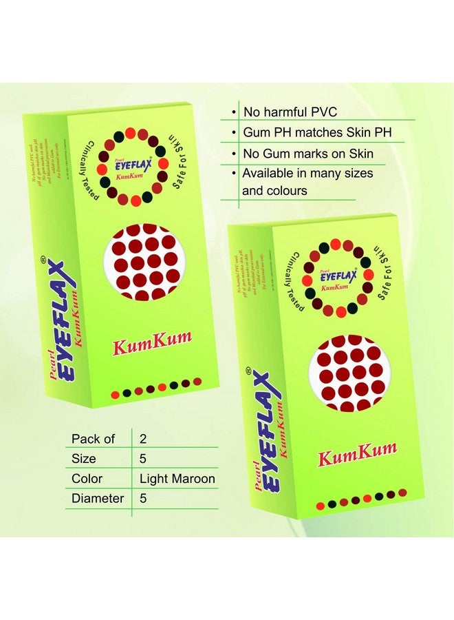 Kumkum Light Maroon Round Bindi Pack Of 2 (15 Flaps Each Box) (5) Diameter 5 Mm