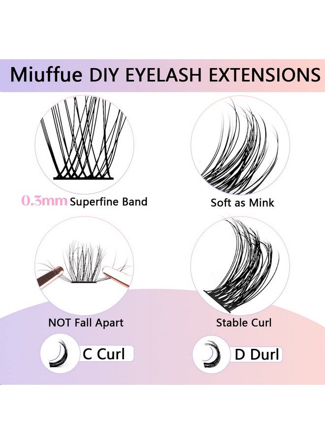 Diy Lash Extension Kit With 10Pcs 14Mm Lash Clusters Bond And Seal Eyelash Applicator Tool Natural Look Beginner Diy Eyelash Extension Kit C Curl Lashes Pack