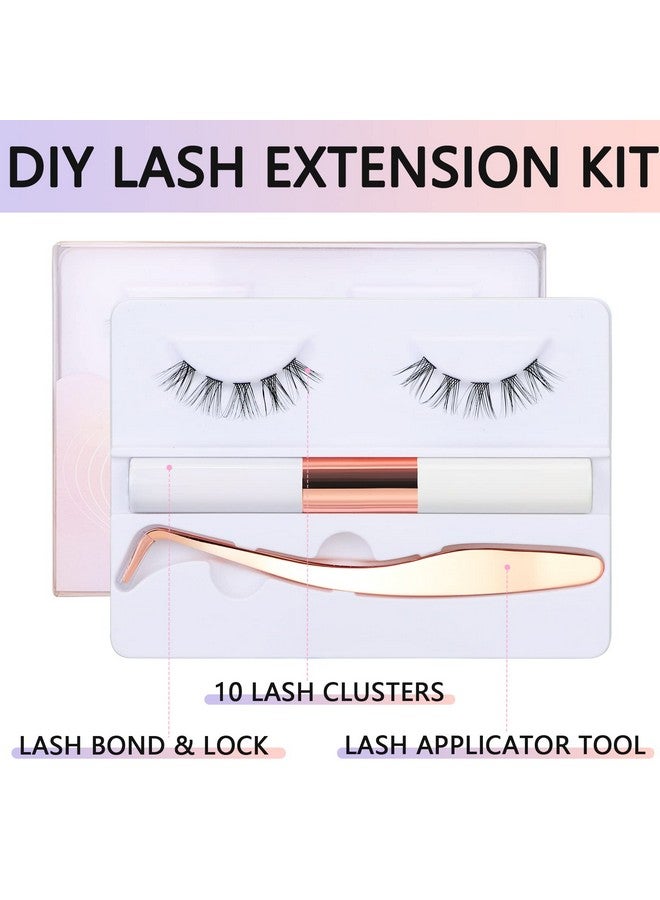 Diy Lash Extension Kit With 10Pcs 14Mm Lash Clusters Bond And Seal Eyelash Applicator Tool Natural Look Beginner Diy Eyelash Extension Kit C Curl Lashes Pack