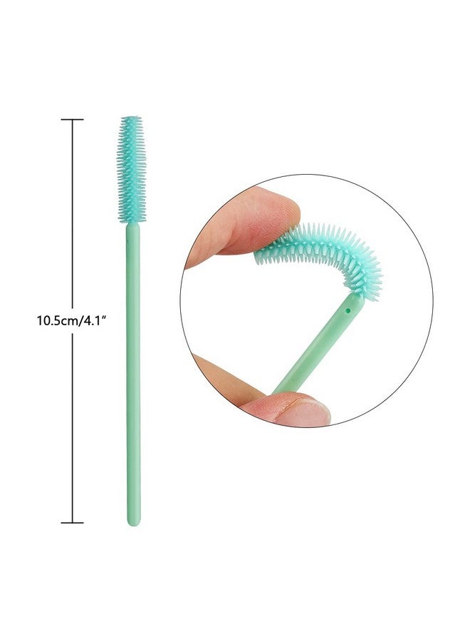 100Pcs Silicone Eyelash Brushes Mascara Brushes Wands Applicator Makeup Kits For Makeup Personal Care And Eyelash Extensions (Green)