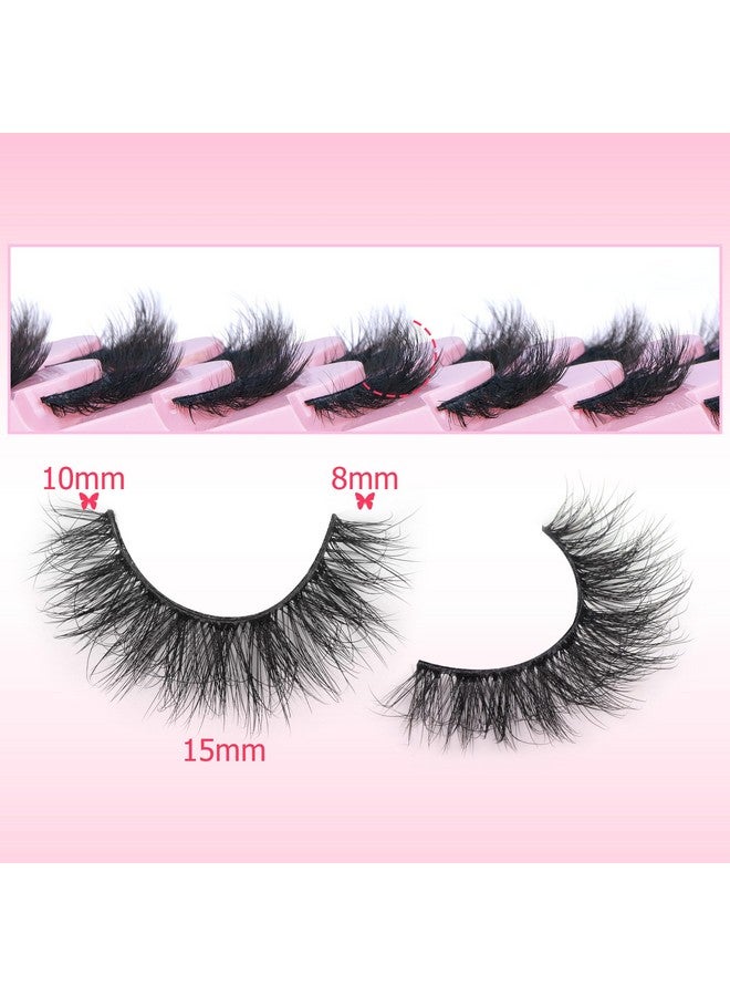 Wispy False Eyelashes Natural Look Short Mink Lashes Fluffy Curly 3D Faux Mink Eyelashes 7 Pairs Pack