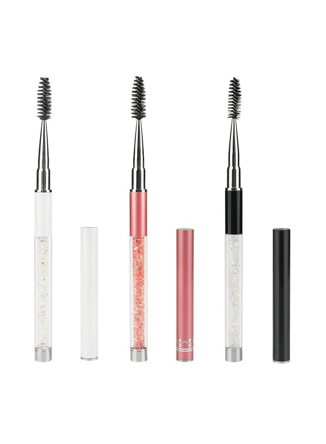 3Pcs Eyelash Brushes With Cap Eye Brow Brush Eyelash Mascara Brushes Wands Applicator Makeup Tools For Travel