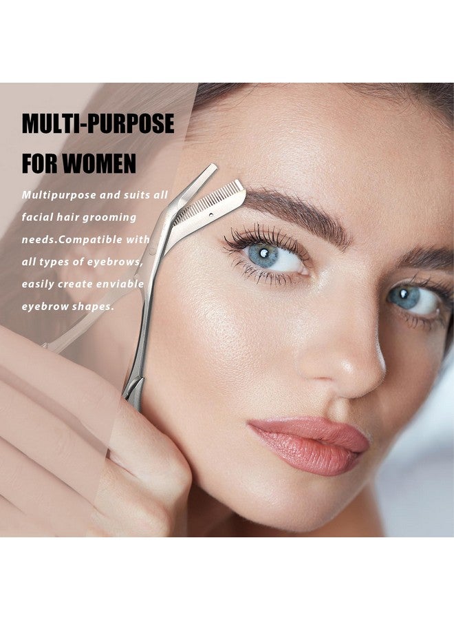 Eyebrow Trimming Scissors With Combs Gifts For Men Women Stocking Stuffers Silver