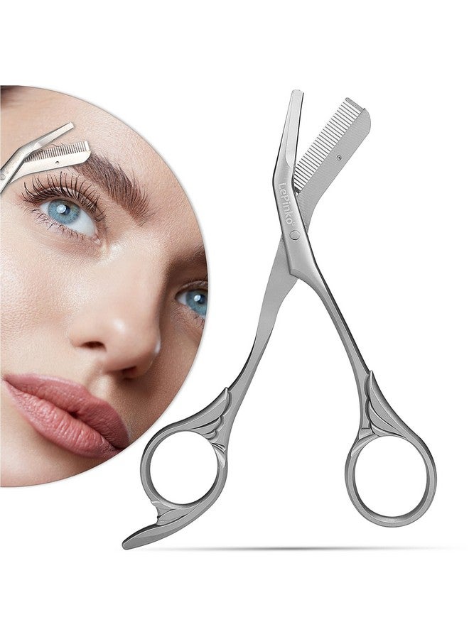 Eyebrow Trimming Scissors With Combs Gifts For Men Women Stocking Stuffers Silver