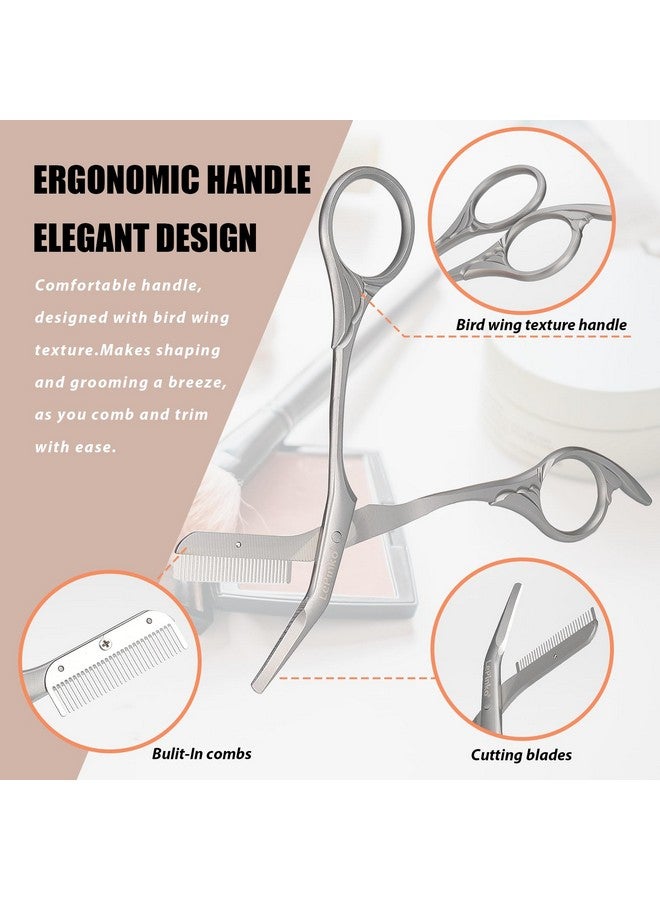 Eyebrow Trimming Scissors With Combs Gifts For Men Women Stocking Stuffers Silver