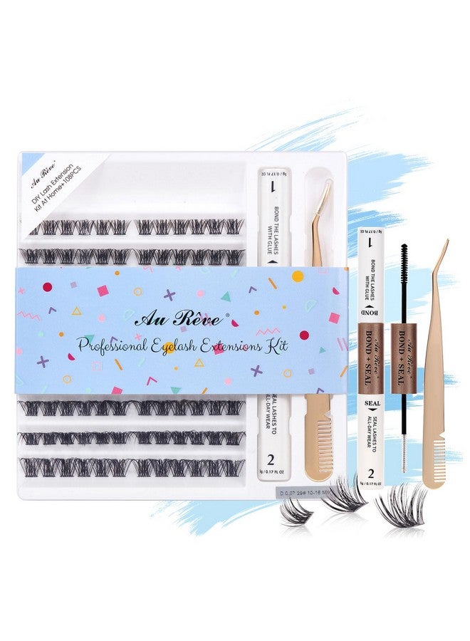 Eye Lash Extension Lash Kitdiy Eyelash Extensions Kit 108 Pcs 0.07D 1016Mm Mixed With Waterproof Lash Bond And Seal And Individual Eyelash Tweezersdiy At Home(108Pcs0.07D 1016Mm)