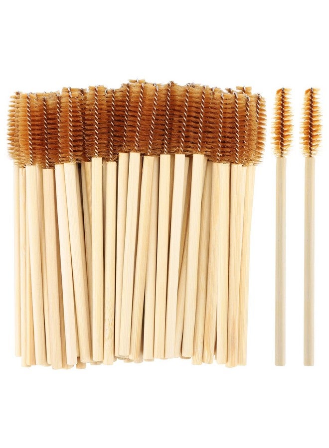 100 Pcs Disposable Mascara Wands Bamboo Spoolies Brush For Eyelash Extensions Spooly Eyelash Eyebrow Brushes Lash Wand Applicator Makeup Kits Brown