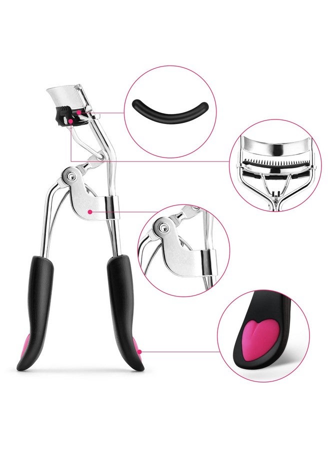 Beauty Eyelash Curler Kit Professional Eye Lashes Curler Metal Makeup Tool With Builtin Comb Eye With 10 Replacement Refill Pads For Women Girl Get Dramatically Curled Eyelashes