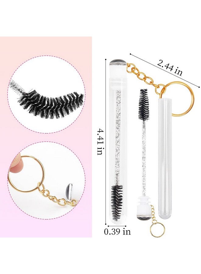 48 Pieces Disposable Mascara Wands Setinclude 24 Pcs Disposable Lash Spoolies Brush And 24 Pieces Reusable Empty Eyelash Brush Tubes For Women Girls Makeup Brush Kit (Lash Keychain)