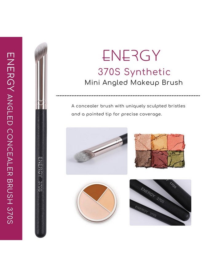 Angled Concealer Brush Under Eye Dense Mini Eyeshadow Brush Vegan Synthetic Bristles For Liquid Cream Powder Cosmetics Blending Setting Concealing Medium Coverage