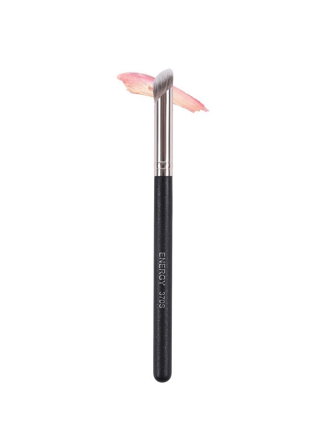 Angled Concealer Brush Under Eye Dense Mini Eyeshadow Brush Vegan Synthetic Bristles For Liquid Cream Powder Cosmetics Blending Setting Concealing Medium Coverage