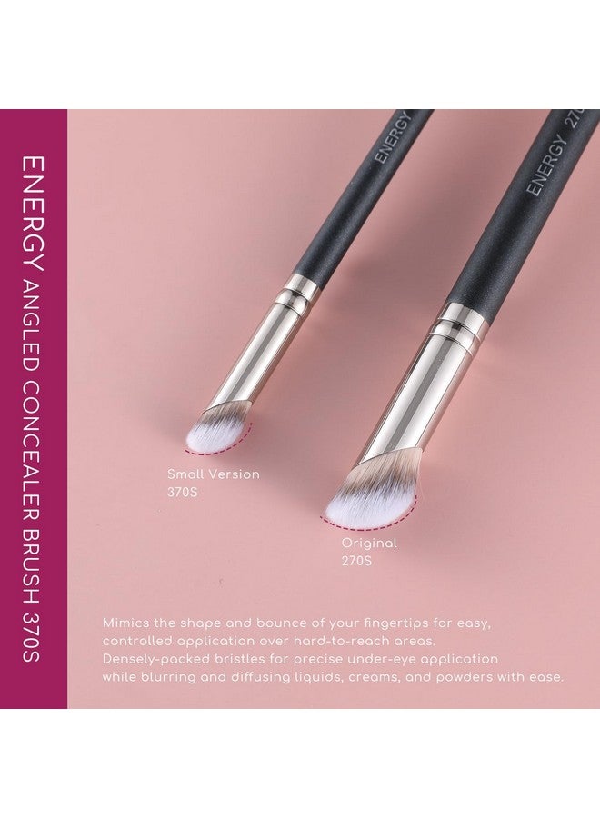 Angled Concealer Brush Under Eye Dense Mini Eyeshadow Brush Vegan Synthetic Bristles For Liquid Cream Powder Cosmetics Blending Setting Concealing Medium Coverage