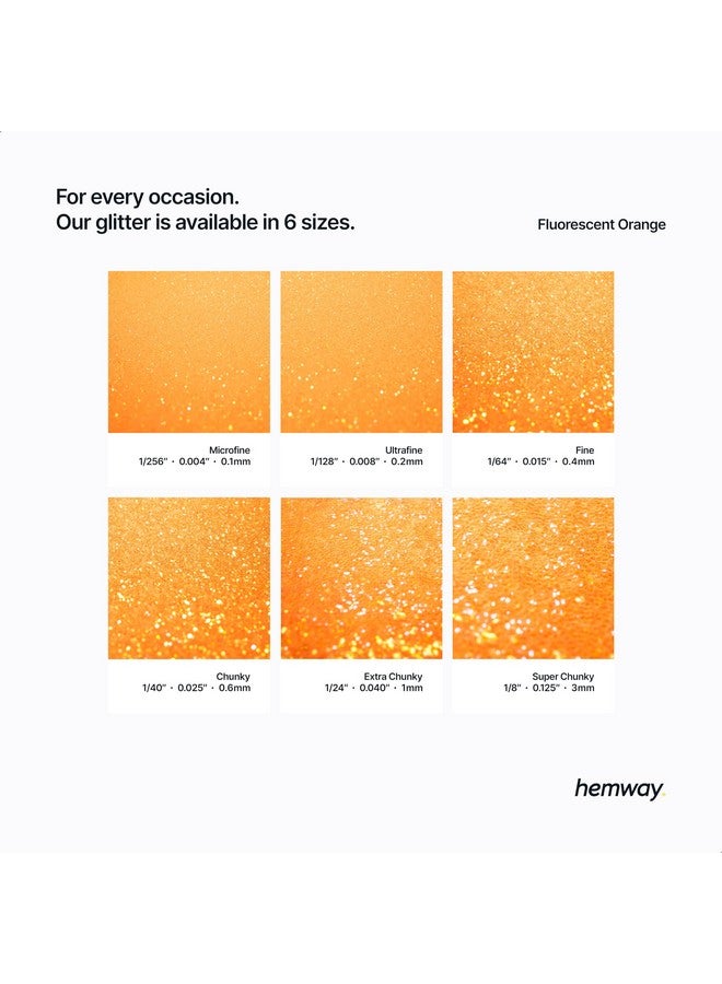 Premium Ultra Sparkle Glitter Multi Purpose Metallic Flake For Arts Crafts Nails Cosmetics Resin Festival Face Hair Fluorescent Orange Microfine (1/256 0.004 0.1Mm) 100G / 3.5Oz