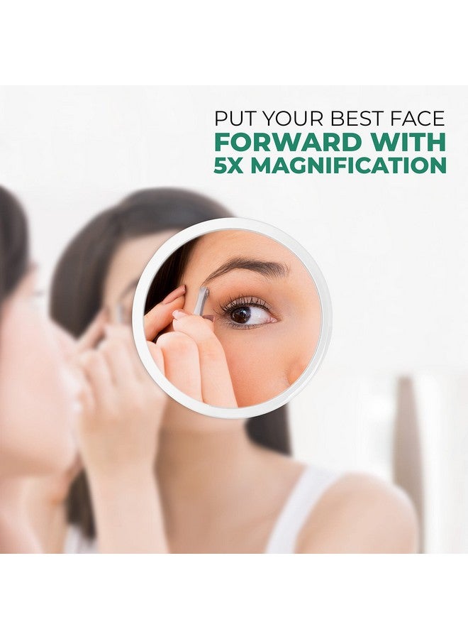 6” 5X Magnifying Mirror Compact Suction Cup Makeup Mirror With 5X Magnification For Bathroom Shower Beauty & Skin Care Brow Threading & Tweezing