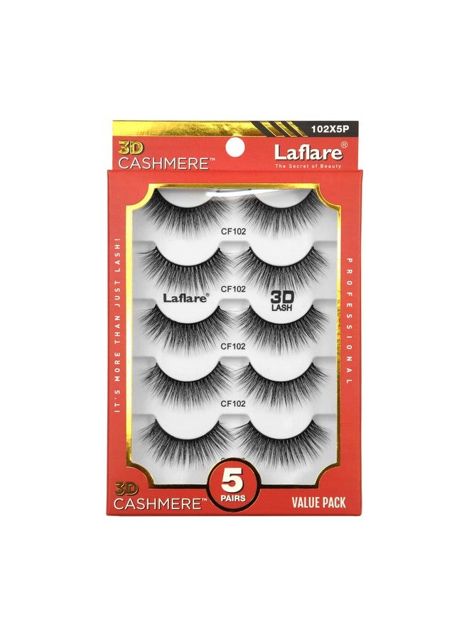 3D Cashmere False Eyelashes Multipack Ultra Soft Glam Luxurious Crueltyfree Reusable Fake Eyelashes 5 Pairs Value Pack (102X5P)