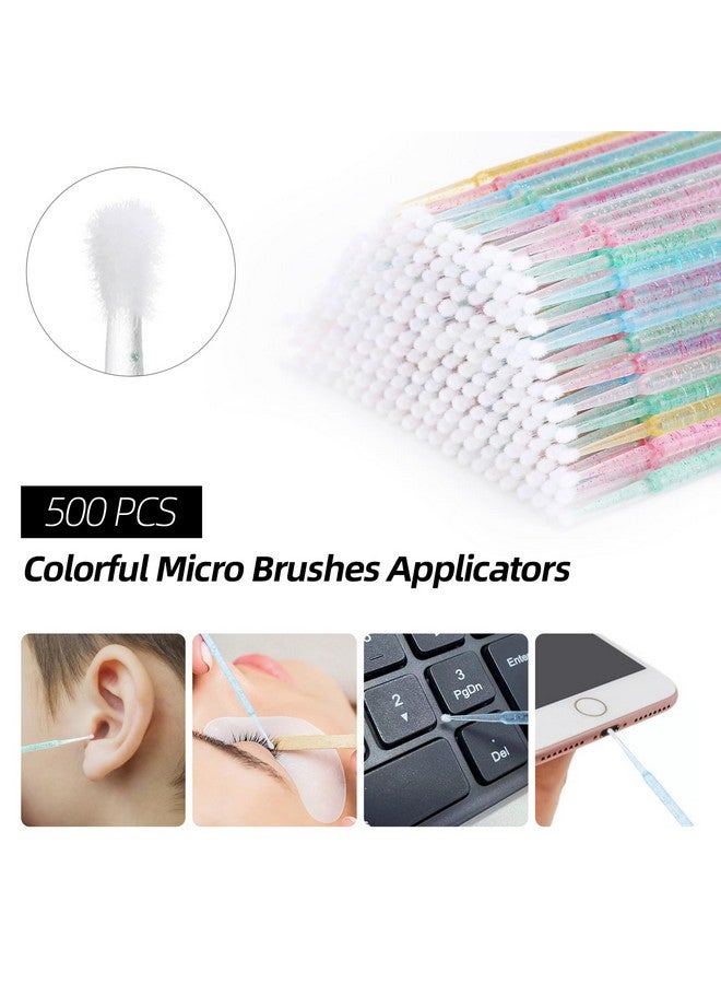 1500 Pcs Eyelash Extension Supplies Kit 500 Spoolies Mascara Wands 500 Lip Brushes 500 Micro Swabs Colorful Disposable Eyelash Brushes Makeup Applicator Tool