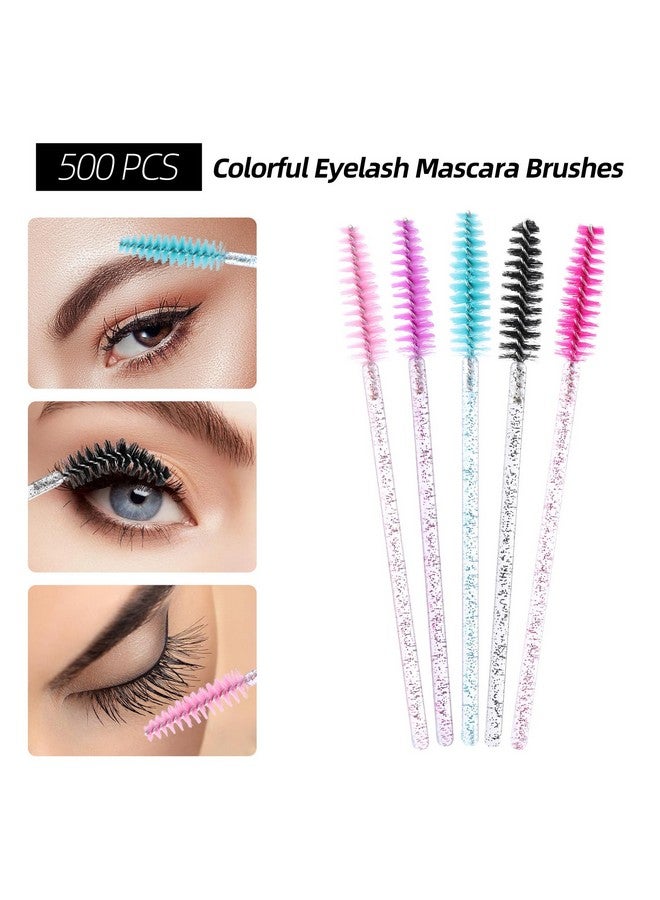 1500 Pcs Eyelash Extension Supplies Kit 500 Spoolies Mascara Wands 500 Lip Brushes 500 Micro Swabs Colorful Disposable Eyelash Brushes Makeup Applicator Tool