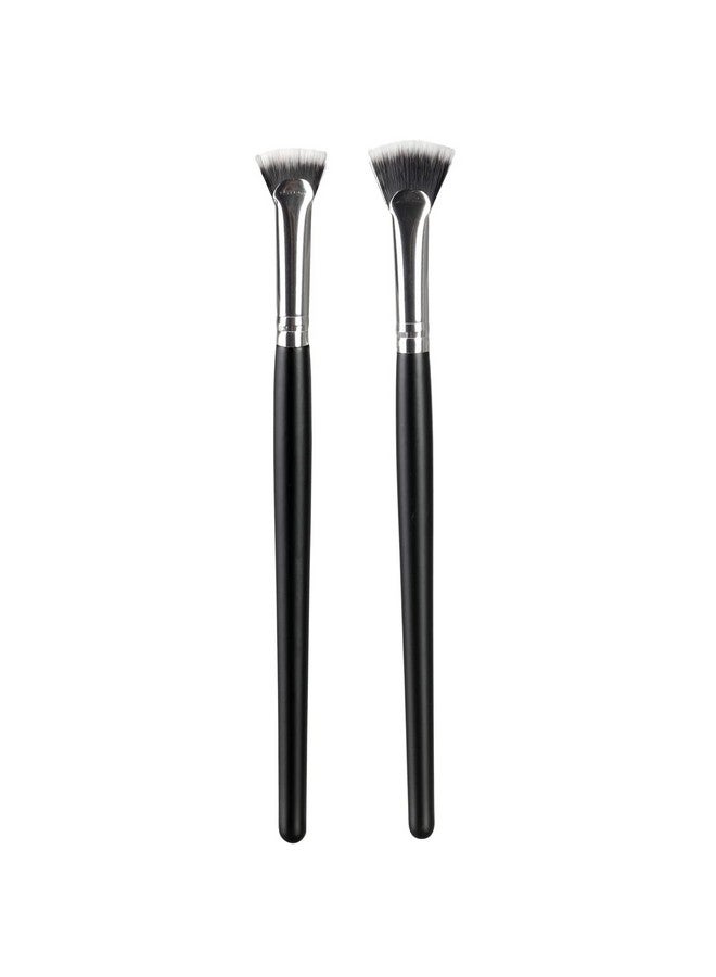 Fan Mascara Brushes Eyelash Eyebrow Brush Makeup Brush Eye Lashes Makeup Tools Eyelash Brush Eyebrow Brush Eye Shadow Brush2Pcs (Wooden Handle)