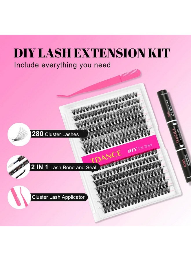 Lash Extension Kit Diy 280Pcs Clusters Eyelash Extension Kit1016Mm Mix 30D 40D Curl Individual Lashes Kit With Lash Bond And Seal Lash Tweezers For Self Use(30D+40D0.07D1016Mix Kit)