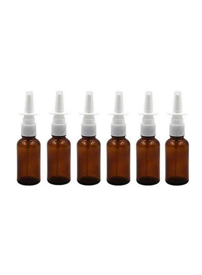 30Ml 6Pcs /1 Ounce Amber Glass Empty Nasal Sprayers Bottle